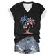 thumbnail image 2 of Fiudx Ofertas Flash Artículos En Oferta Top de Manga Corta con Cuello En V Estampado Del Día de La Independencia para Mujer Top/Camisa de Manga Corta con Cuello En V, 2 of 3