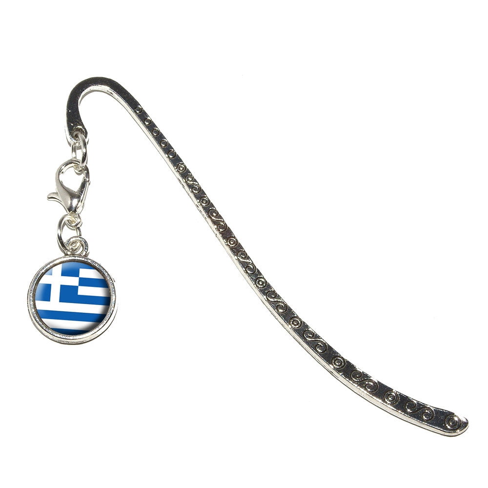 Greece Greek Flag Metal Bookmark with Charm by Graphics and More