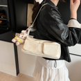 thumbnail image 2 of Bolso multibolsillos texturizado de moda para mujer, bolso de hombro estilo motocicleta coreano, bolso de mensajero de color sólido moderno, novedad de 2025, 2 of 5