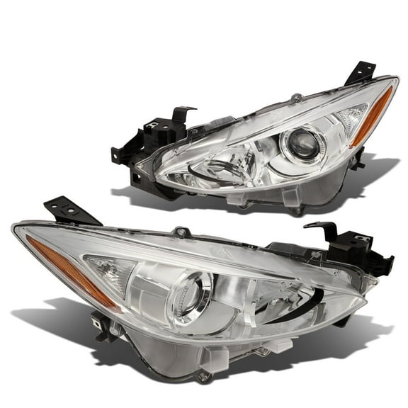 DNA Motoring For 14-16 Mazda 3 Chrome Amber Corner Projector Headlight Lamps Pair