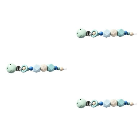 

3pcs Pacifier Clips Wooden Teething Beads Holder for Baby Girls Boys Gift Teether Toys Drool Bib