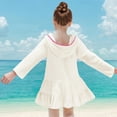 thumbnail image 4 of snilers Toddler Girl Long Sleeve Swimsuit Vacation Beach Dress Cute Swim Cover Ups Ruffle Bathing Suit Kids Swimwear Pool Clothes Size 2-10 Years, 4 of 5