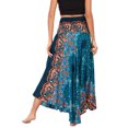 thumbnail image 4 of SWSMCLT Women's Boho Maxi Skirt Summer Beach Coverup Dress Flowy Swing Long Skirts Elastic Front Tie Waist Flowy Smocked High Waisted Pleated High Low Teal Blue Patterned3 Small-X-Large, 4 of 5