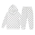 thumbnail image 3 of VOUZZA Girls Polka Dot Tracksuit 2 Piece Long Sleeve Hooded Sweatshirt Kangaroo Pocket Jogger Pants Cuffed Casual Matching Set, 3 of 3
