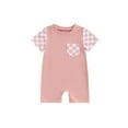 thumbnail image 1 of Gupgi Baby Boys Girls Plaid Rompers Summer Short Sleeve Checkered Jumpsuit Unisex Infant Bodysuits, 1 of 9