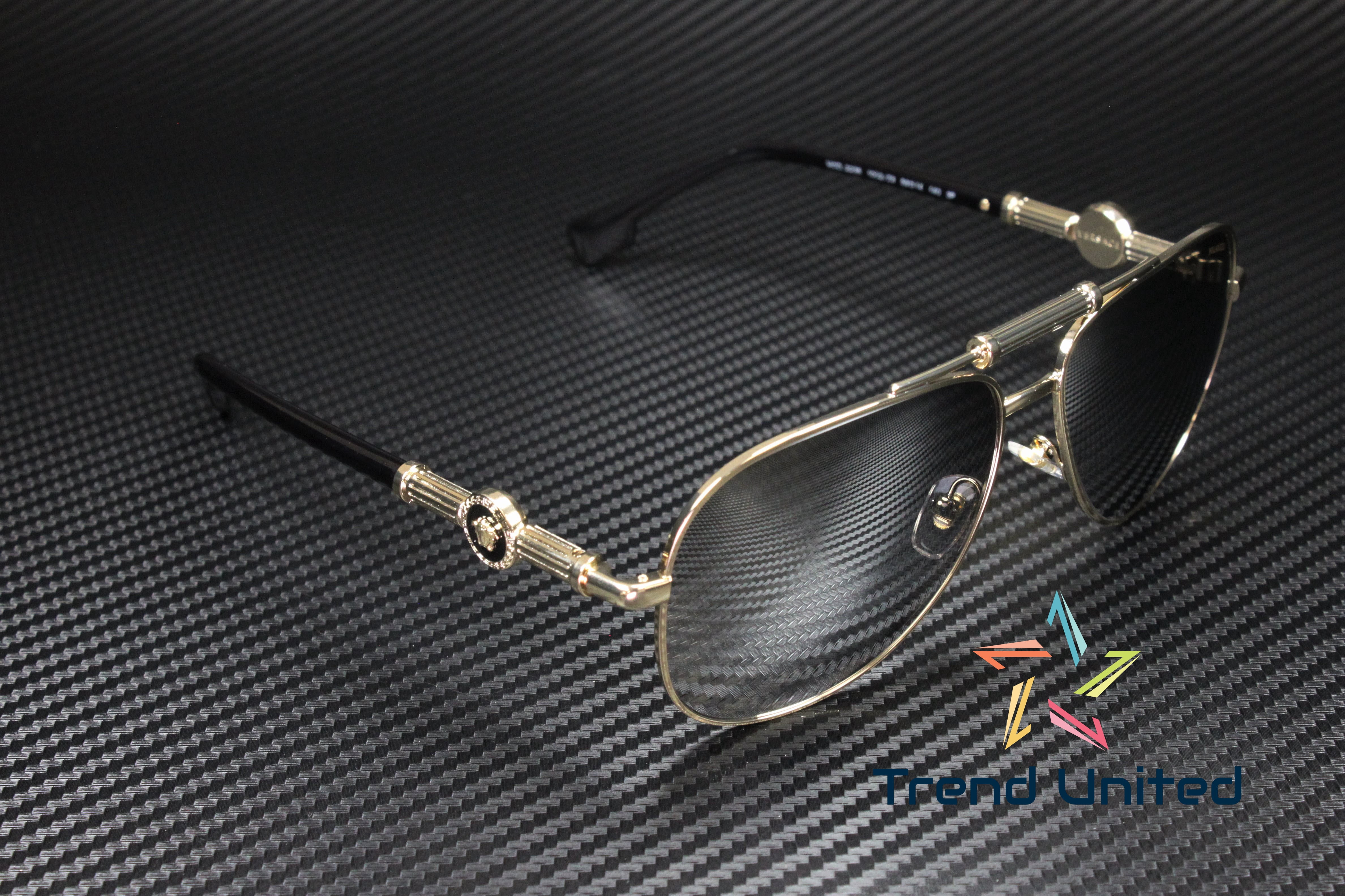 Free Shipping! Versace Polarized Grey Mirror Silver Pilot 