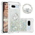thumbnail image 1 of CCSmaller Glitter Clear Sparkly Bling Case for Google Pixel 7a , Flowing Liquid Quicksand Cover with Diamond Ring Holder Case for Google Pixel 7a LSZ Silver, 1 of 8