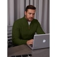 thumbnail image 6 of Fexilor Men's Quarter-Zip Sweater, Cable Knit Mock Neck Slim Fit Business Casual Pullover S-3XL, 6 of 7