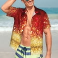thumbnail image 7 of Kll Men'S Hawaiian Shirt Short Sleeve Button Down Beach Shirts-Red Gold Glitter, 7 of 7