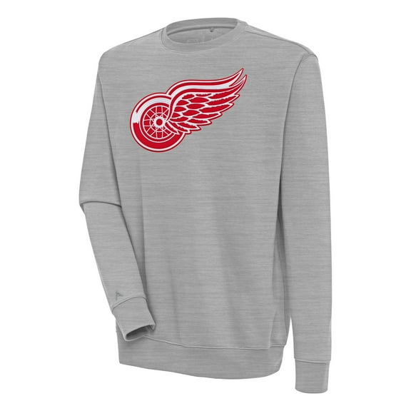 Men's Antigua Heather Gray Detroit Red Wings Victory Pullover Sweatshirt
