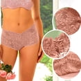 thumbnail image 2 of Womens Coffee Lace Seamless Briefs - Mid Rise Floral Panties Scalloped Edge No Show Breathable Tagless Underwear S-XL Everyday Valentine's Gift,Size M, 2 of 6
