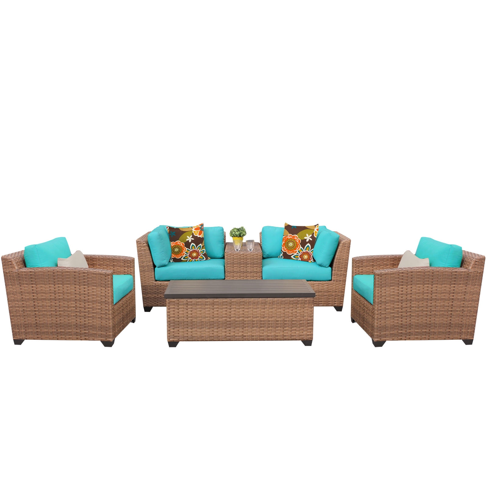 Tuscan 6 Piece Outdoor Wicker Patio Furniture Set 06d