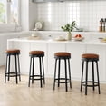 thumbnail image 3 of 2/4 PCS Home Kitchen 360° Swivel Bar Stool Set of 4, PU Leather Upholstered Counter Height Bar Stool with Metal Footrests, Mid Century Modern Barstool for Kitchen, Dinig Rooms, Apartments, 3 of 8