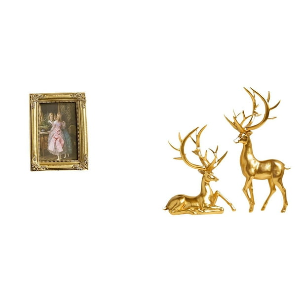 Marco De Fotos De Resina, Soporte Para Tarjetas, Póster, Marco De Fotos Con Frente De Vidrio Y Esculturas Decorativas De Ciervos Para Escritorio, Mesa, Pared, Dormitorio, Oficina, Casa De