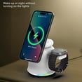 thumbnail image 5 of 3 in 1 Wireless Charging Station, 15W Magnetic Fast Charging Stand with RGB Light, Multi-Device Charging,Intelligent Charging Chip, Foldable Cell Phone Wireless Chargers for Phone, Watch, White, 5 of 7