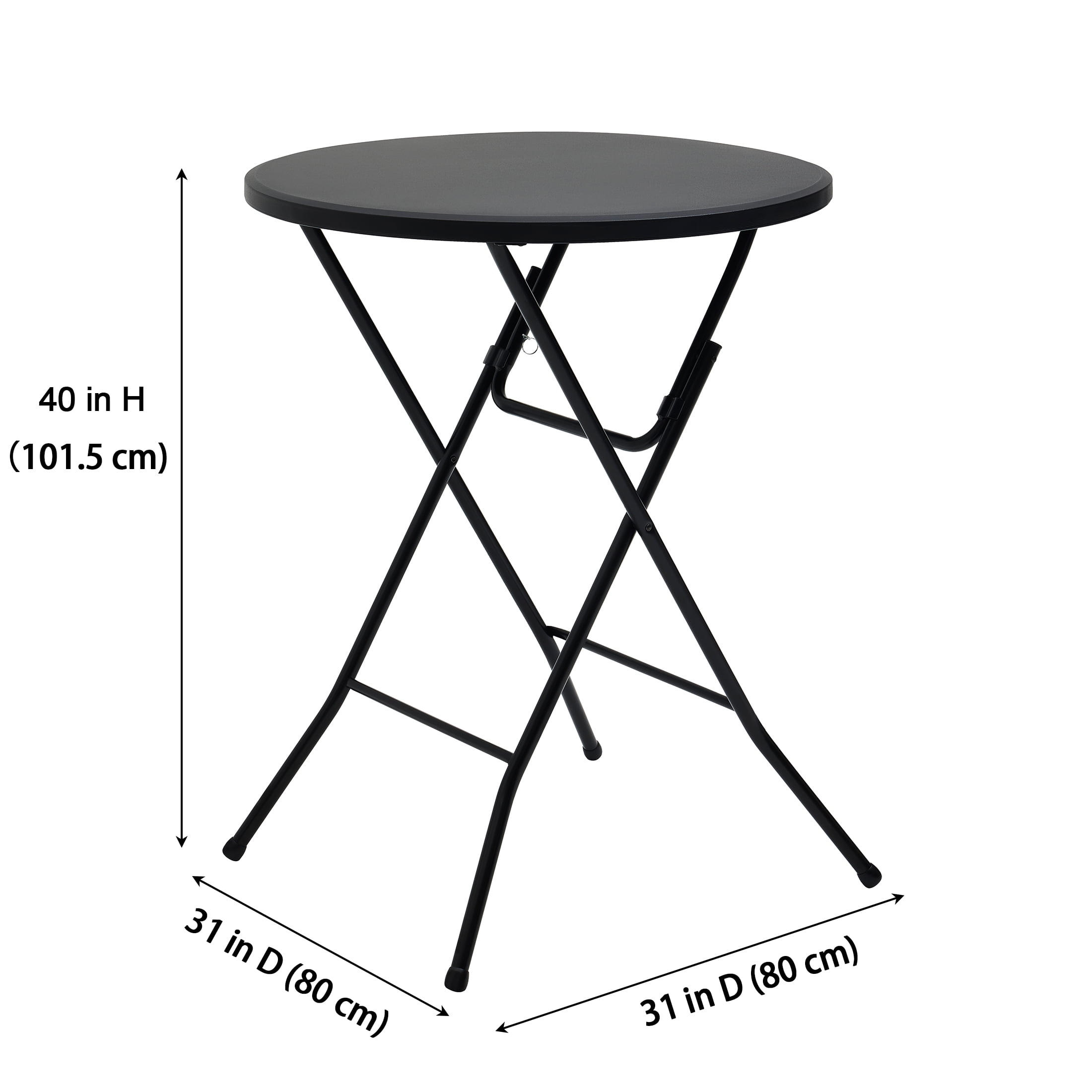 Mainstays 31" Round High-Top Cocktail Folding Table, Black