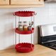 thumbnail image 1 of Soporte para la encimera de cocina, soporte organizador de vasos de plástico de 3 niveles, estantería vertical desmontable para utensilios de cocina, bandeja de desagüe, rojo verde blanco, 18,9 x, 1 of 6