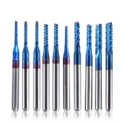 Genmitsu 10Pcs Nano Blue Coat End Mill CNC Router Bits, 1.5-3.175mm, 1/8" Shank