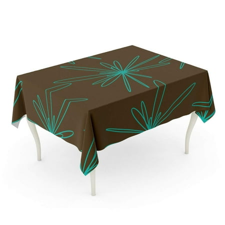 

SIDONKU Artistic Abstract Pattern in Teal and Brown Creative Drawn Tablecloth Table Desk Cover Home Party Decor 60x84 inch