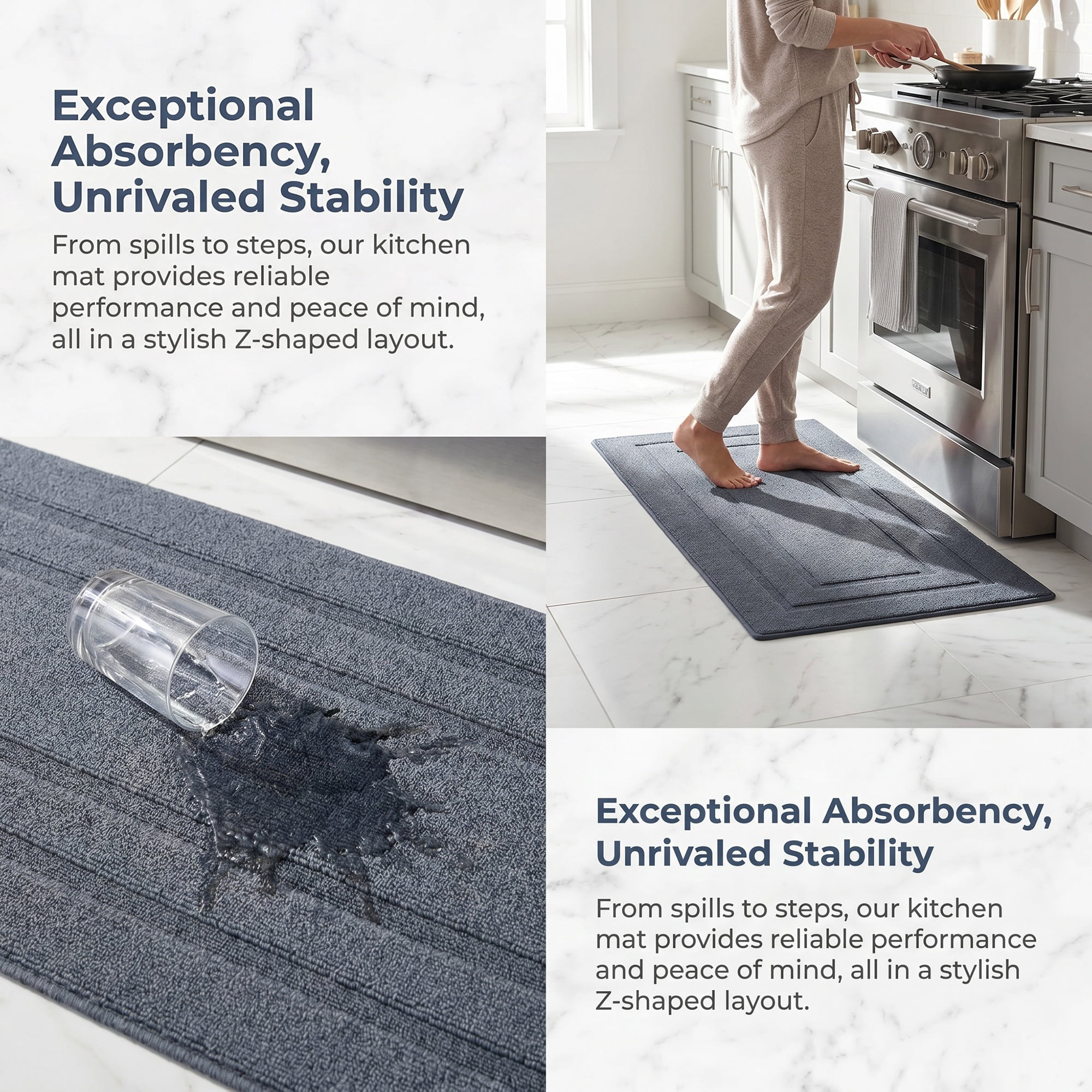 Unique Bargains Geometric Resistant Polypropylene Non Slip Waterproof Mat Grey 47" x 20"