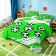 thumbnail image 3 of Manfei Football Sport Bed Spread Queen, Geometric Stripe Queen Coverlet Set, Vivid Green White, Polka Dots Reversible 3 Pieces, 1 Quilt and 2 Pillowcases, 3 of 7