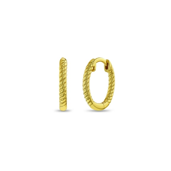 Twisted Rope Kids / Teen Earrings Hoop - Sterling Silver Gold Flashed