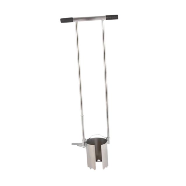 Plantador de bulbos DYNWAVEMX de mango largo Acero inoxidable Herramienta de jardinería Diámetro del agujero 12cm