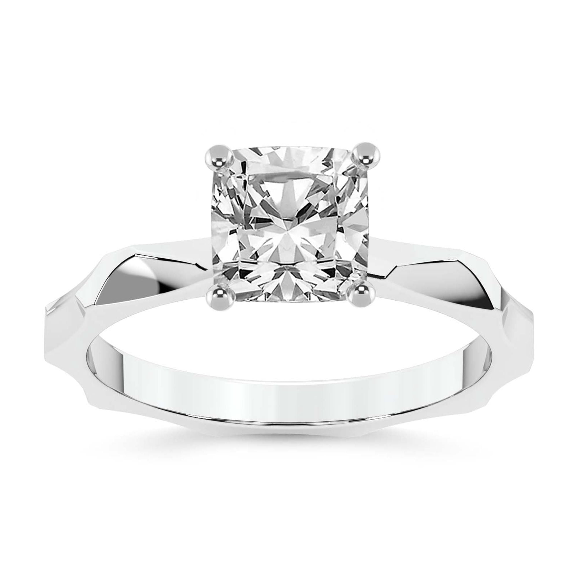 IGI Certified 1 Carat Cushion Shape Lab Grown Diamond Engagement Ring | 14K White Gold | Magnolia Texture Solitaire Diamond Ring | FG-VS1-VS2 Quality Friendly Diamonds