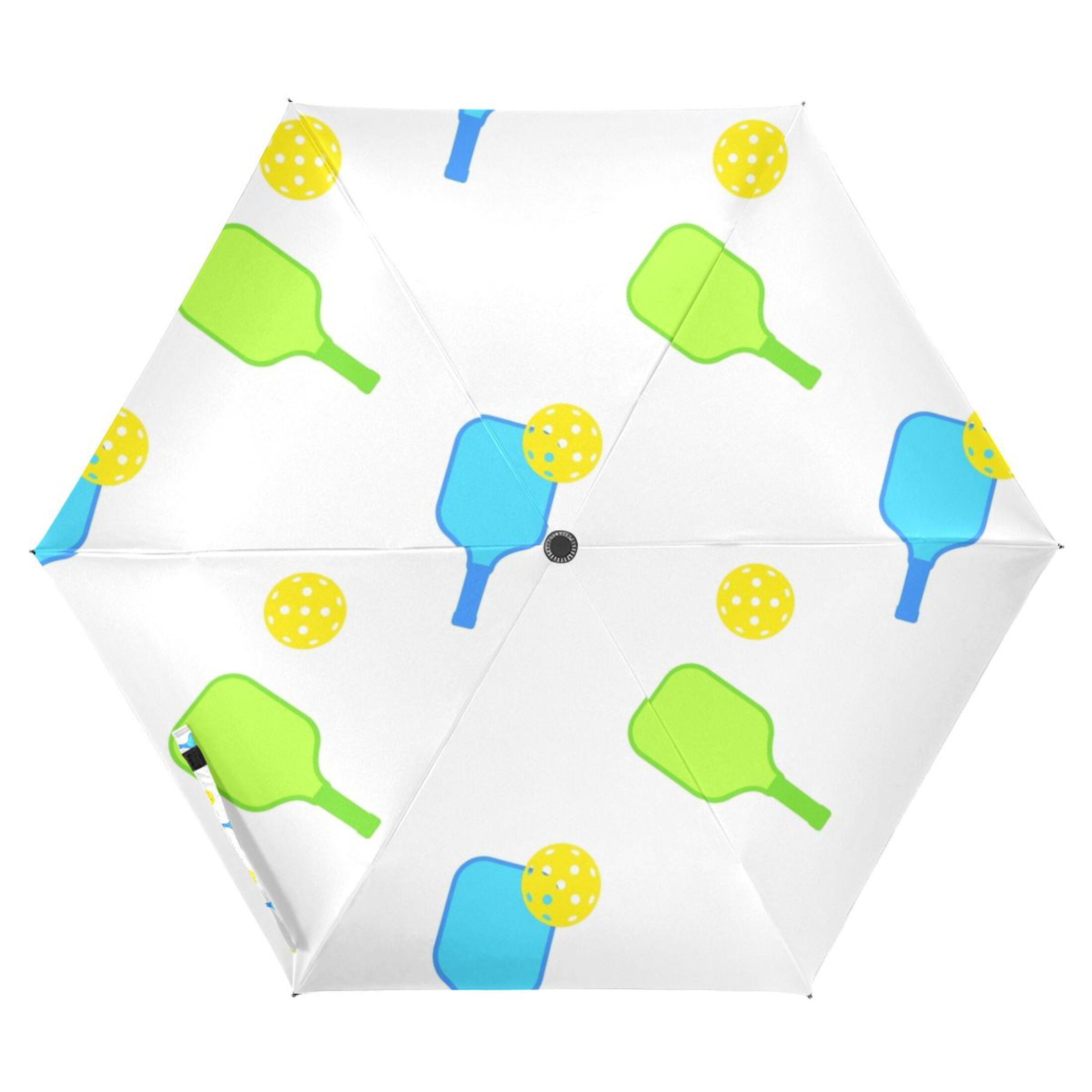 Pickle Balls Compact Folding Umbrella for Rain Windproof Travel Umbrella UPF 50+ Lightweight Packable Arc Size