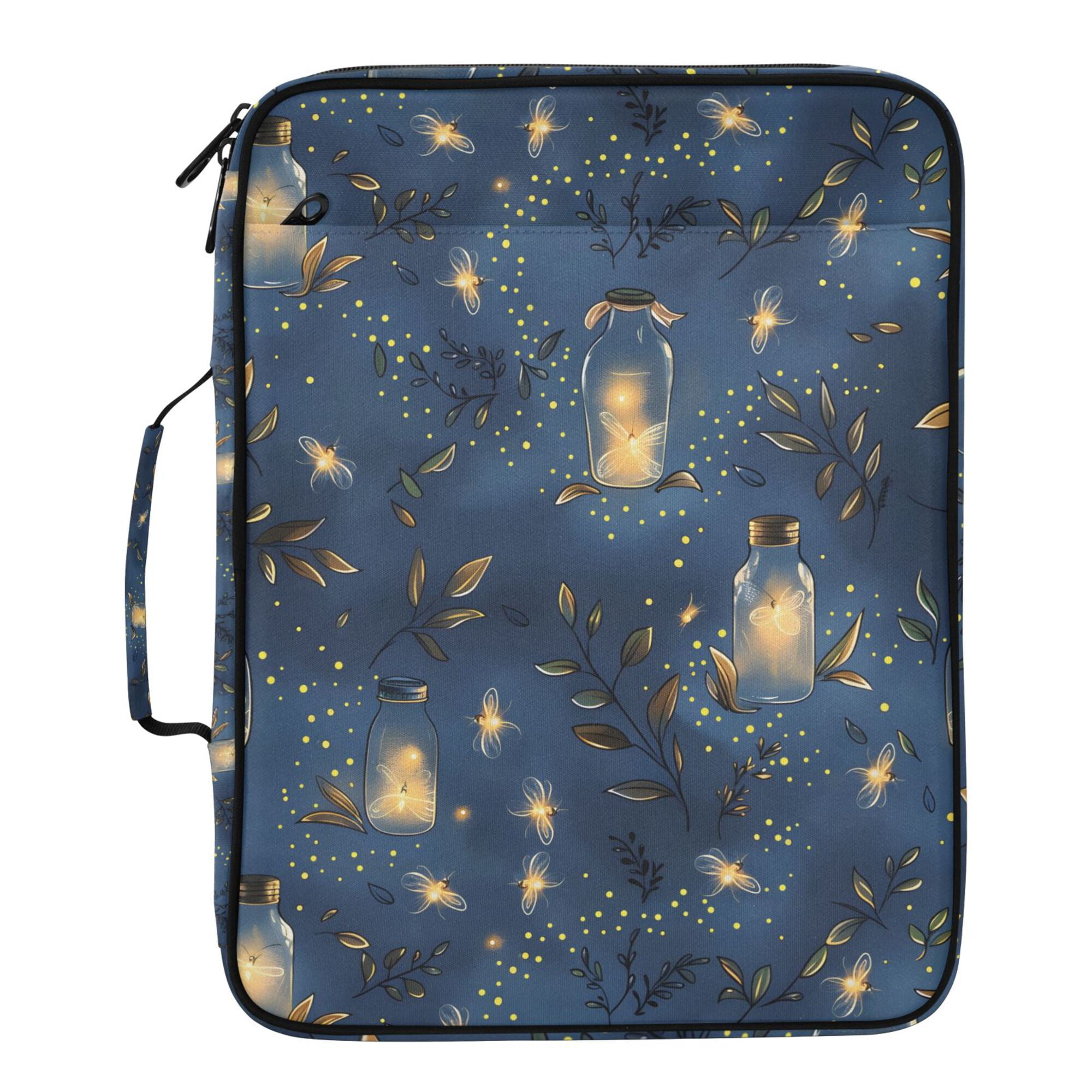 FORMRS Accordion File Folder A4 Size 7-Pocket Expanding Document Organizer Bag with 3 Ring Binder, Blue Firefly Pattern
