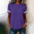 thumbnail image 5 of TGSLY Women's Eyelet Lace Trim Linen Tops Lightweight Crew Neck Solid Color Cotton Blouses Relaxed Dressy Casual Short Sleeve T-Shirts S, 5 of 7