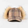 thumbnail image 4 of ZQUUVOU Unisex Plaid Earflap Trapper Thermal Hunting Ski Hat Faux Fur Ear Flap Hat with Tie Baseball Cap Khaki, 4 of 8