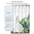 thumbnail image 2 of No Hook Cloth Fabric Shower Curtain with Snap in Liner, Green Leaves Waterproof Shower Curtains Set with See Through Top Window, Rustic Summer Botanical Tropical Plants Bath Curtains Shower 60"x72", 2 of 6