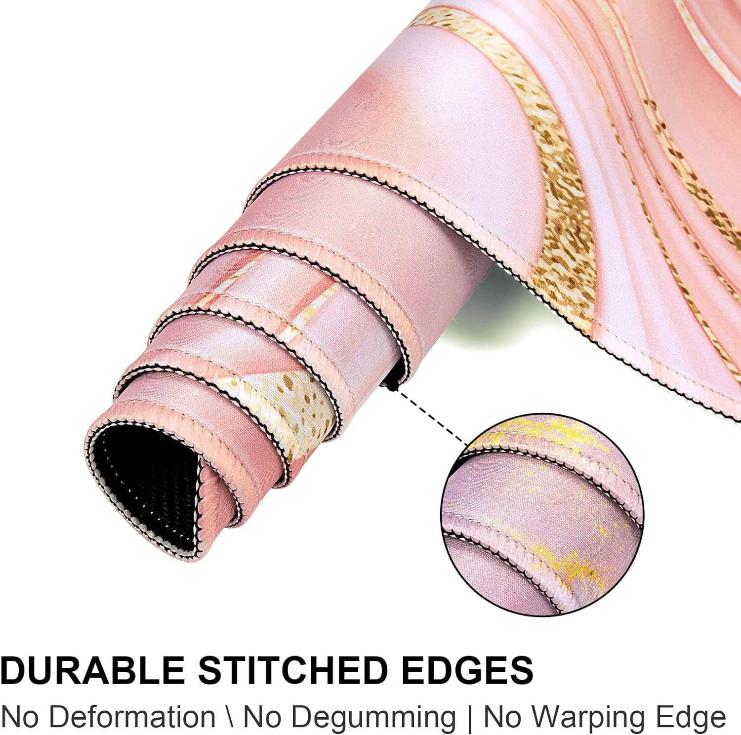 Rose Gold Desk Mat, Gaming Mouse Pad Large, XXL Desk Pad Mat with Non-Slip Rubber Base, Computer Keyboard Mat, Desktop Matt for Women, Home, Office Decor Laptop,Pink Marble Fulid
