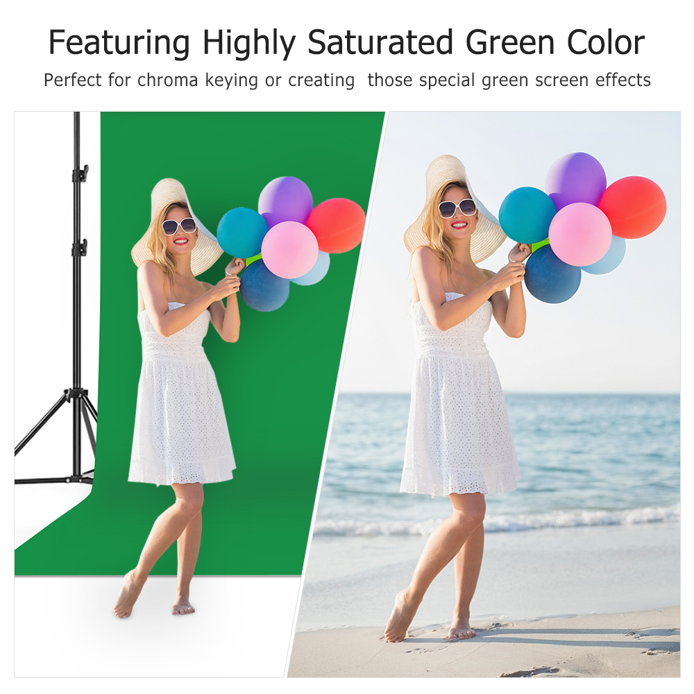 Andoer 2 * /6.6 * 10ft Studio Photography Green Screen Backdrop Background Washable Polyester-Cotton Fabric with 2 * /6.6 * 10ft Backdrop Support Stand Bracket + 3pcs Backdrop Clamps - image 4 of 7