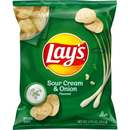 Lay's Potato Chips Sour Cream and Onion Flavored Snack Chips, 2.62 oz Bag