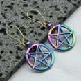 thumbnail image 2 of HOOUN Colorful Pentagram Pendant Earrings Dangle Hook Drop Women Boho Witchy Jewelry-2#three Pentagram, 2 of 4