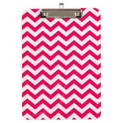 JAM Paper & Envelope Plastic Clipboard, 9 x 12.5, Fuchsia Pink Chevron, 1/Pack