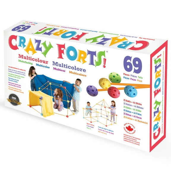 Everest Toys: Crazy Forts! Multi Color - 69pc Rod & Ball Fort Building Playset, STEM Toy, Indoor & Outdoor, Create Your Own Structures, Kids Ages 5 