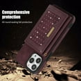 thumbnail image 7 of ELEHOLD Stylish Wallet Case for iPhone 12 Pro Max 6.7inch,Flip Card Slots Diamond Bling Sparkle Design RFID Blocking Detachable Shoulder Strap for Girls Women Purse Case,Winered, 7 of 7