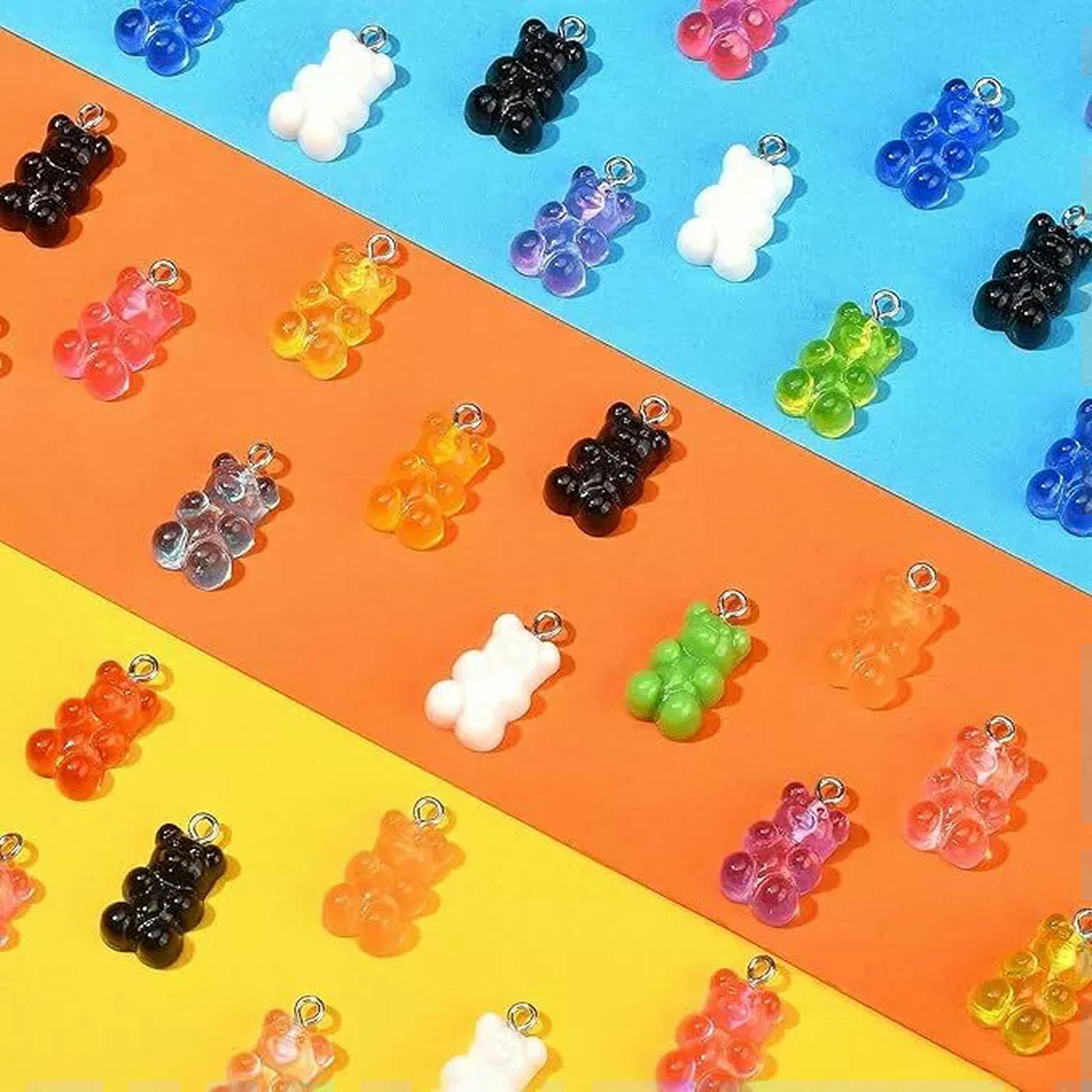 U8MO 200x Mixed Resin Gummy Bear Candy Charm Pendant For DIY Necklace Jewelry Making