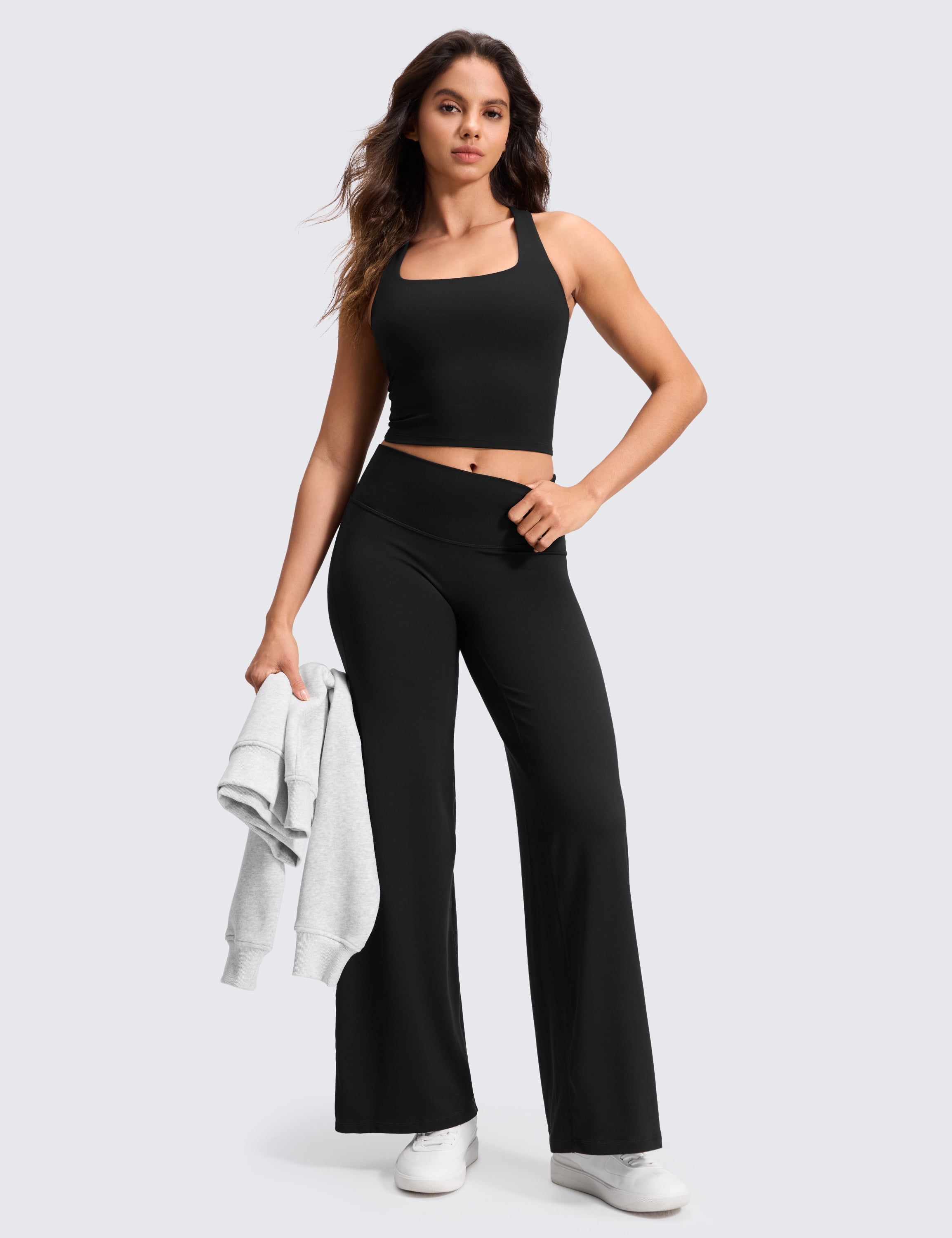 CRZ YOGA Softretch No Front Seam Wide Leg Pants for Women High Waist Yoga Leggings Lounge Buttery Soft