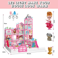 thumbnail image 7 of Hot Bee Rooms Pink DIY Building Playset with Lights 14 Dollhouse, 7 of 7