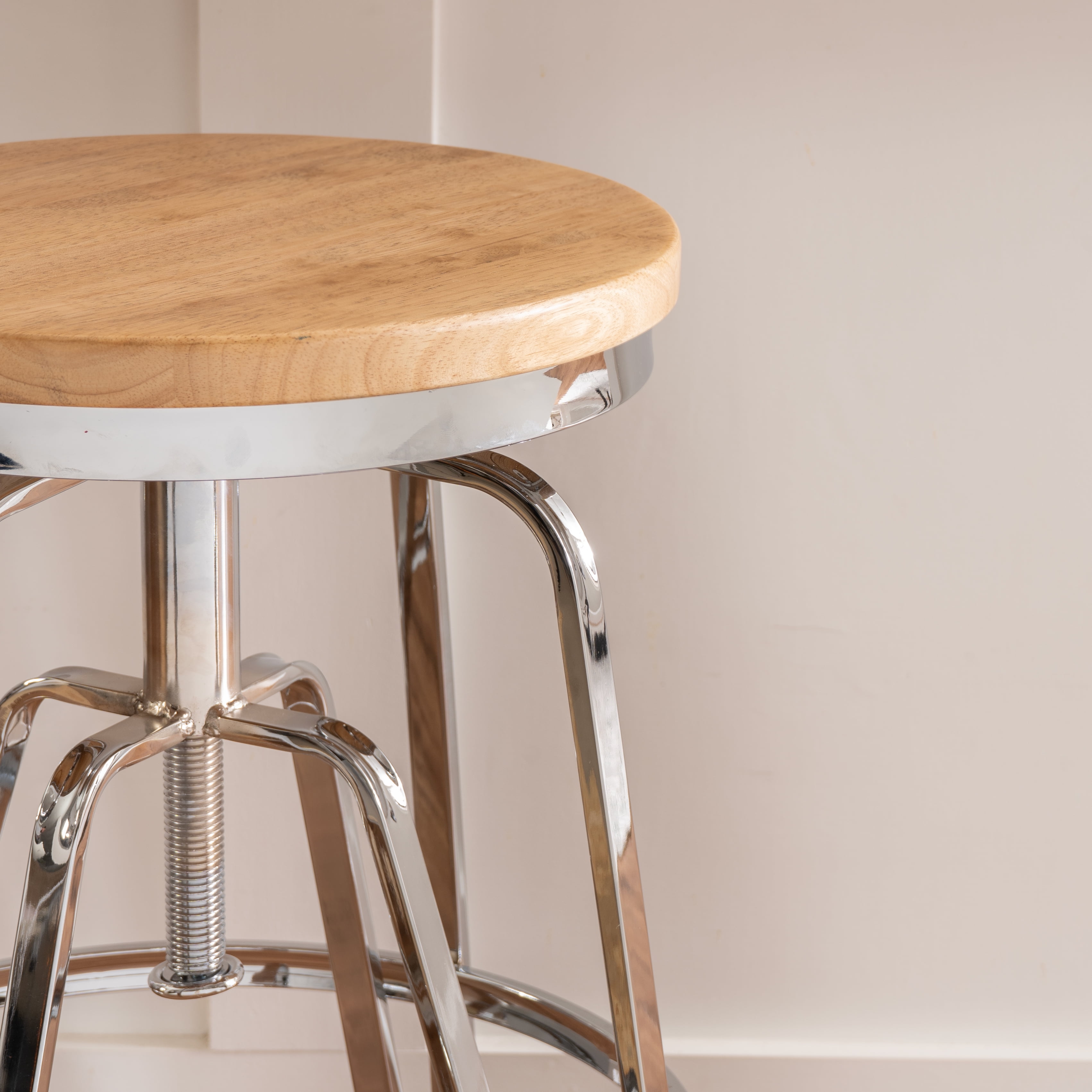 Linon Farhart Backless Bar Stool with Adjustable Height & Swivel, Silver