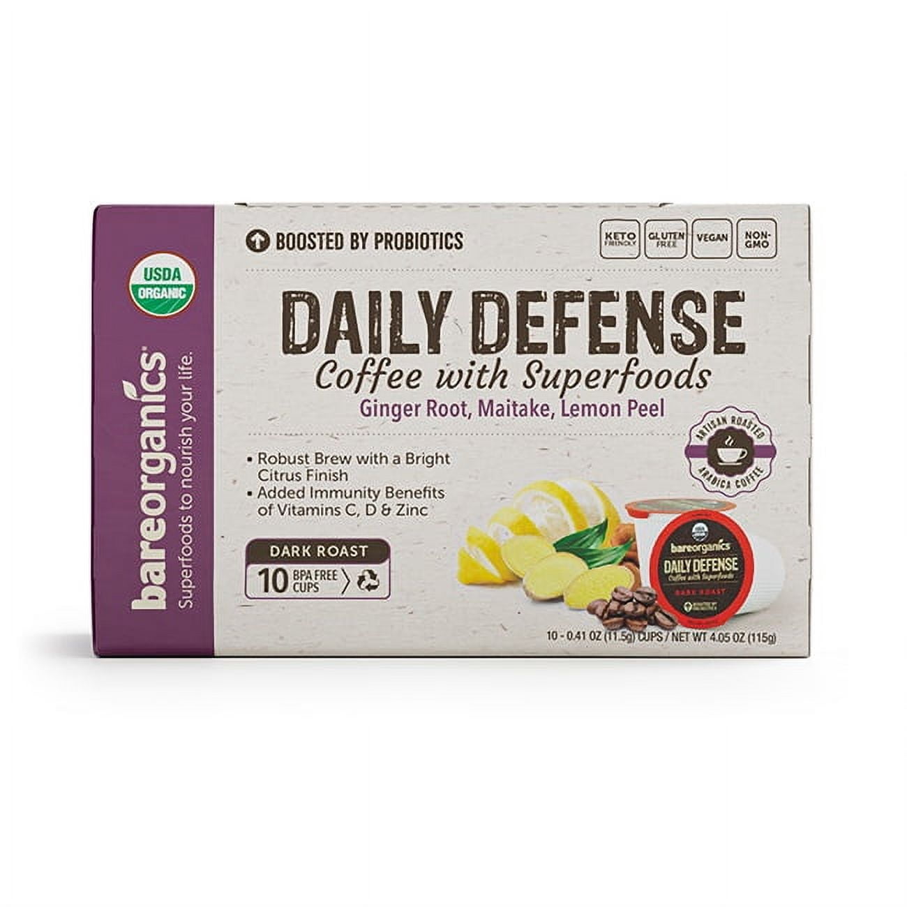 (2 pack) Bareorganics Coffee Daily Defense Superfood 4.130 oz