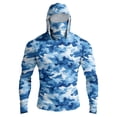 thumbnail image 2 of LTTVQM Mens Hoodies with Face Mask UPF 50+ Sun Protection Camo Long Sleeve Shirts Rash Guard Breathable Running Workout T Shirts Blue L, 2 of 10