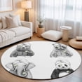 thumbnail image 3 of Washable Round Area Rug Funny Animal SPA Sketch Art Circle Rugs Floor Carpet for Living Room Bedroom, Bear Panda Elephant Raccoon Soft Non Slip Round Rug 4ft, 3 of 9