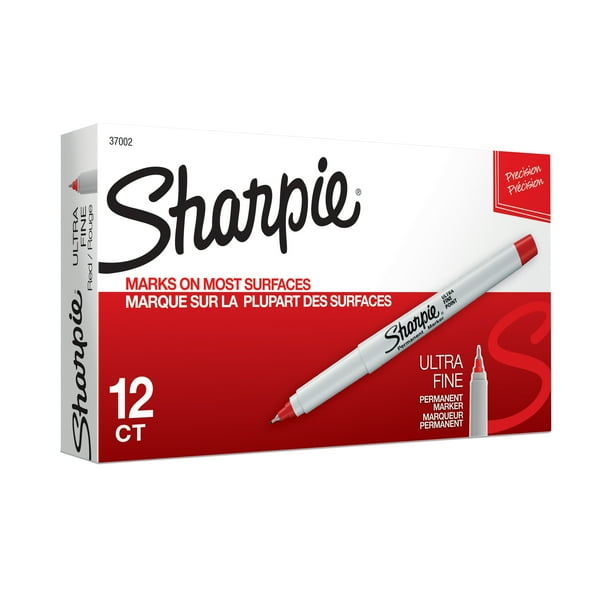 Sharpie Permanent Markers, Ultra Fine Point, Red, Dozen