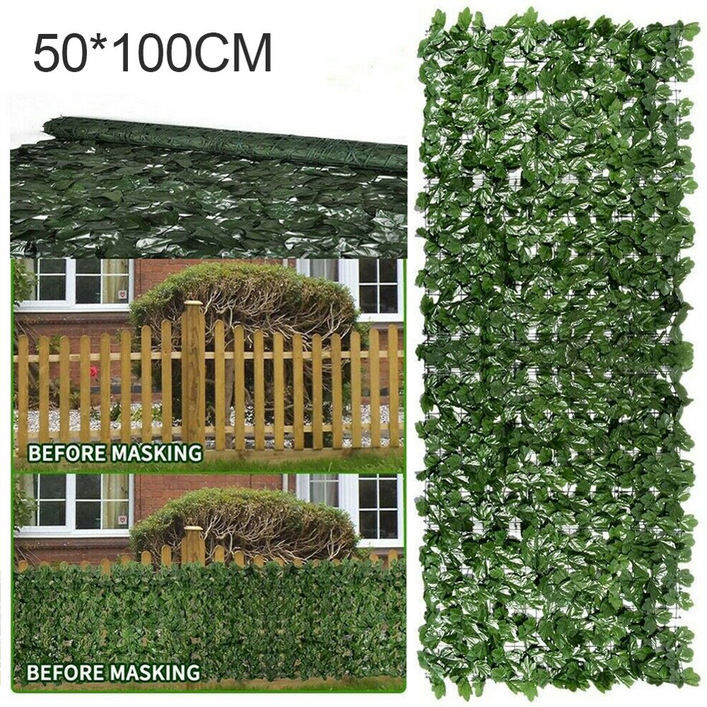 Flmtop 50x100cm Artificial Leaf Roll Privacy Screen Hedge Wall Fence
