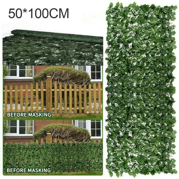 Funie 50x100cm Artificial Leaf Roll Privacy Screen Hedge Wall Fence Balcony Decor